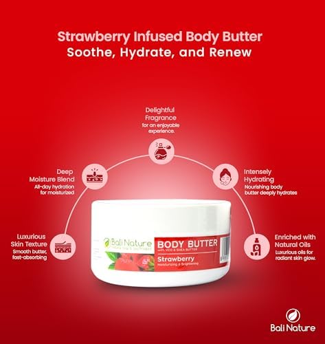 Bali Nature Body Butter with VCO &amp; Shea Butter, 100g, Moisturizing &amp; Soothing (Regular, Strawberry) FROM DUBAI (SAM) - View 2 of 3