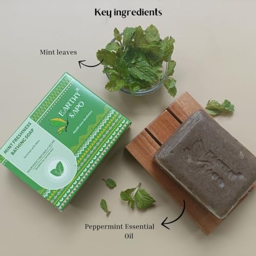 Earthy Sapo Handmade Mint Freshness Bathing Soap, 100g - View 4 of 4