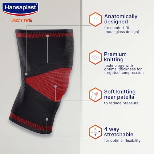 Hansaplast Active Knee Support for Men &amp; Women| Pair | Size M |Knee Brace for Long Lasting Pain Relief, Stability &amp; Targeted Compression|Skin Friendly Knee Cap with Breathable Material &amp; Comfortable Fit| Walking, Jogging, Gym - Shop at Colombo Mall
