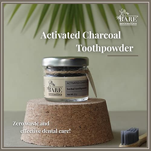 Bare Necessities Activated Charcoal Tooth Powder | Vegan Toothpowder With Cloves Amla &amp; Rock Salt For Stain Removal &amp; Teeth Whitening| Organic, Vegan, PETA Certified | 20g - View 3 of 4