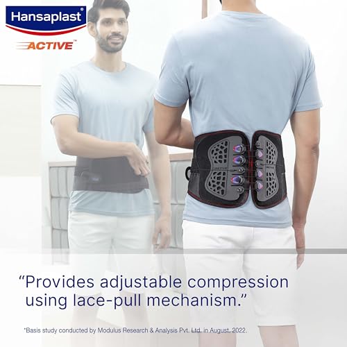 Hansaplast Active Lace Pull LS Support for Men &amp; Women | 1 Unit | One Size Fits Most | Lower Back Support Belt for Long Lasting Pain Relief &amp; Stability | Lumbo Sacral Support Adjustable Belt and Lace Pull Mechanism for Easy Compression Adjustment | Lower Back Pain, Strain, Preventive Care, Overuse Care - View 2 of 8
