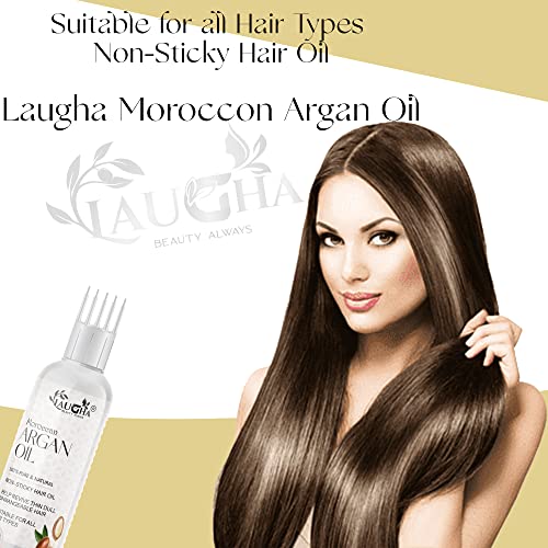 Laugha Moroccan Argan Hair Oil With Comb Applicator - With Goodness Of 19 Oils - Promotes Healthy, Long, Strong &amp; Shiny Hair, (Pack Of 1 Bottle 100 ml) - View 3 of 4