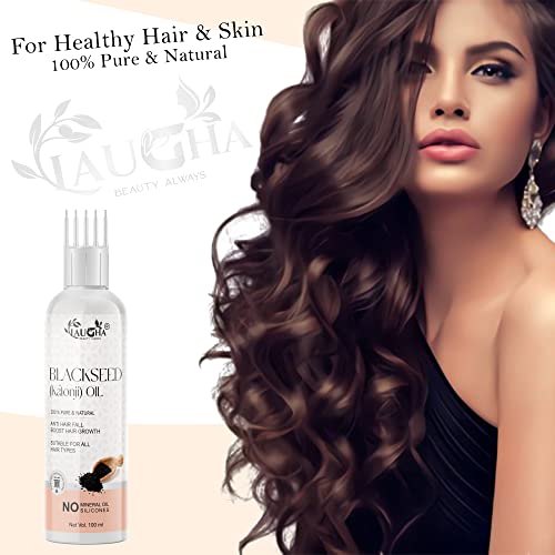 Laugha Pure Blackseed (Kalonji) Oil - WITH COMB APPLICATOR - Cold Pressed - Hair Care and Growth, Essential Vitamins for Dry Scalp and Hair for Men &amp; Women (Pack Of 3 Bottle 300 ml) - View 2 of 3