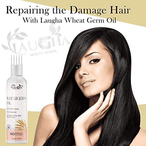 Laugha Wheat Germ Oil - With Comb Applicator - Pure &amp; Natural Cold Pressed- Anti Ageing Properties &amp; Strengthening The Hair (Pack Of 4 Bottle 400 ml) - View 3 of 3