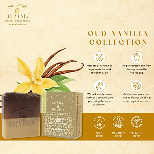 Osia Osia Ayurvedic Handmade Oud Vanilla Soap | Moisturizes And Nourishes The Skin | Stress Relief | Reduce Skin inflammation | Suitable For All Skin Types | For Men &amp; Women | Pack of 1 (125g) - View 3 of 4