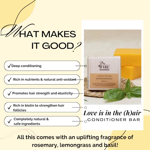 Bare Necessities Love is in the Hair Organic Conditioner Bar for Healthy Shiny Silky Smooth Hair | Anti-frizz nourishing conditioner for Men and Women | Vegan, PETA Certified - 85gFROM INDIA)NUSS - View 4 of 4