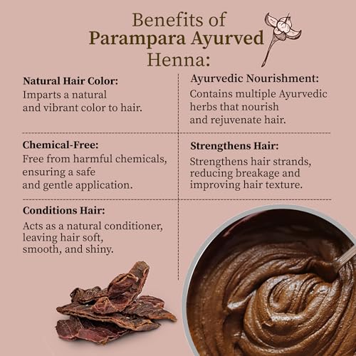 Parampara Ayurved Natural Dark Brown Hair Color Henna Dye with Coffee, Methi, Amla, Bhringaraj, Hibiscus, for Women &amp; Men 20gm Pack of 10-200gm (FROM INDIA)SAB - View 3 of 3