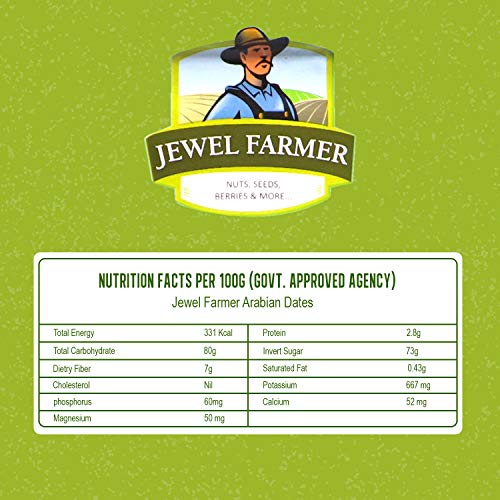 JEWEL FARMER Dried Arabian Dates Ready to Eat Unsweetened &amp; Unsulfured Saudi Khajoor (700g) - View 2 of 4