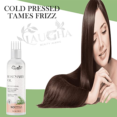Laugha Pure Rosemary Oil with comb Applicator - Cold Pressed - For Hair, Skin &amp; Nail Care 100 ml (Pack Of 3 Bottle 300 ml) - View 2 of 3