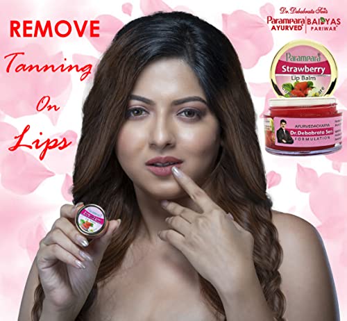 Parampara Ayurved Strawberry Lip Balm, 10 gm, Pack of 2, With Beeswax, Vitamin-E, Natural Rosy Tint (FROM INDIA)SAB - View 2 of 3