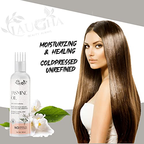 Laugha Natural Jasmine Flower Oil - WITH COMB APPLICATOR - For Soft &amp; Shiny Hair, Suitable for All Type Hair Oil (Pack Of 4 Bottle 400 ml) - View 3 of 3