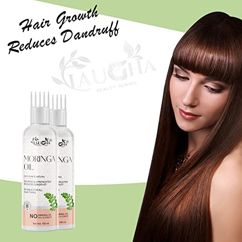 Laugha Natural Moringa Oil - WITH COMB APPLICATOR - For Hair, Skin &amp; Anti-Ageing Face Care (Pack of 3 Bottle 300 ml) - View 3 of 3