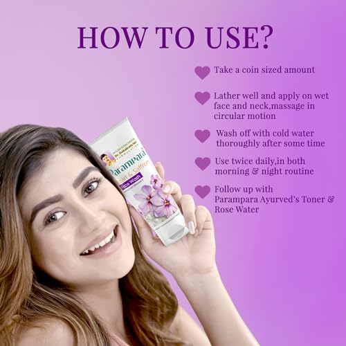 Parampara Ayurved Pearl &amp; Saffron Face Wash for Dark Spots, Uneven Patches, All Skin Types, Enriched with Vitamin E &amp; Ayurvedic Extract 60 ml (FROM INDIA)SAB - View 2 of 3
