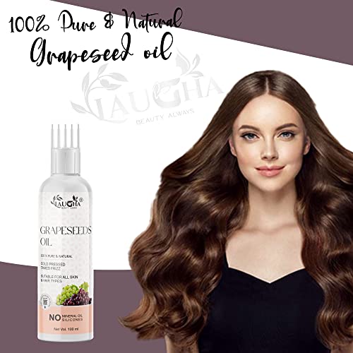 Laugha Pure Grapeseed Oil with comb Applicator - Cold Pressed - For Hair Growth, Skin, Hair &amp; Nail Care (Pack Of 3 Bottle 300 ml) - View 2 of 3
