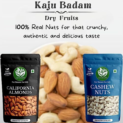 Go Vegan California Almonds 1kg | Premium Badam Giri | High in Fiber &amp; Boost Immunity | Real Nuts | Whole Natural Badam - View 2 of 3