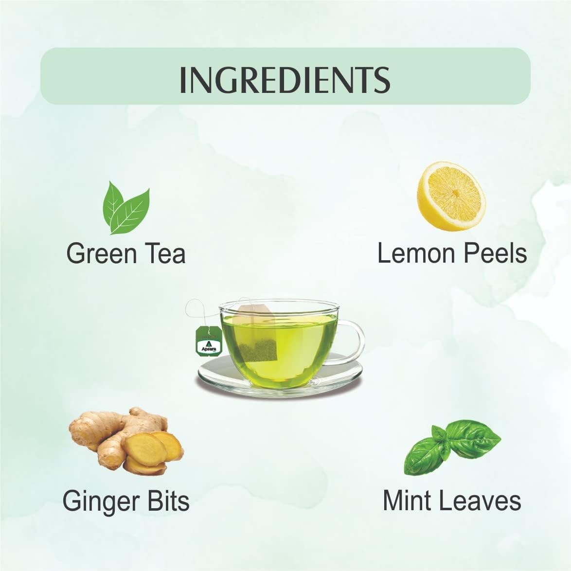 APSARA Lemon Mint Ginger Green Tea | Herbal Tea For Immunity Boosting, All Natural Flavour, Zero Calories - Improves Metabolism &amp; Reduces Waist 25 Tea Bags (Pack Of 2, 170 Gram) (FROM INDIA FAAZ) - View 6 of 6