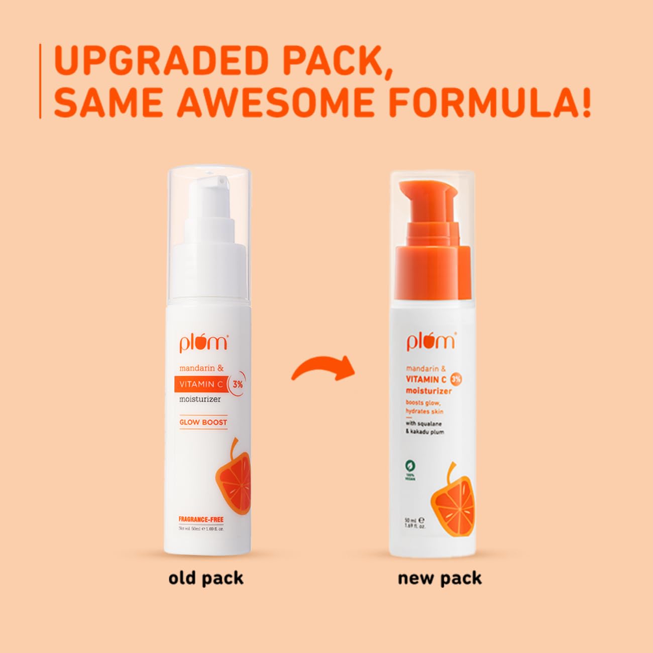 Plum 3% Vitamin C Moisturizer with Mandarin | For Glowing Skin | For Hyperpigmentation &amp; Dull Skin | Improves Uneven Skin Tone &amp; Elasticity | Fragrance-Free | 100% Vegan - View 3 of 4
