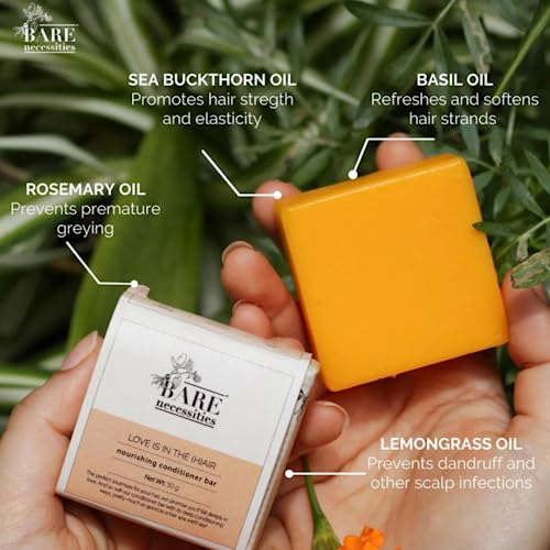Bare Necessities Love is in the Hair Organic Conditioner Bar for Healthy Shiny Silky Smooth Hair | Anti-frizz nourishing conditioner for Men and Women | Vegan, PETA Certified - 85gFROM INDIA)NUSS - View 3 of 4