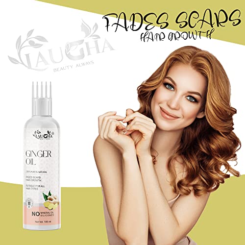 Laugha Ginger Hair Oil - for Dandruff Care - with Comb Applicator - for All Hair Types - Non-Sticky &amp; Non-Greasy Hair Oil (Pack Of 2 Bottle 200 ml) - View 2 of 3
