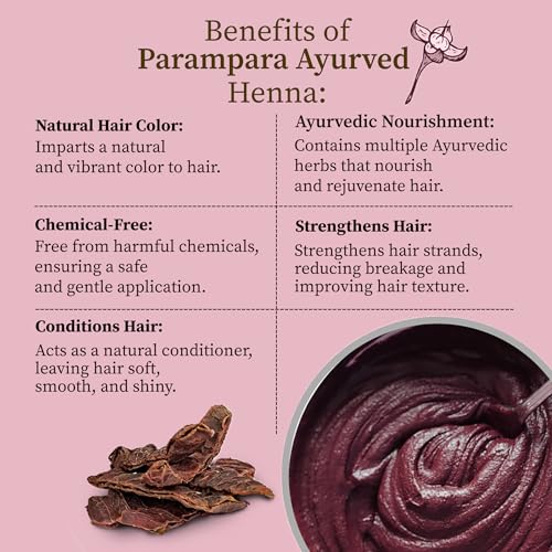 Parampara Ayurved Natural Burgundy Hair Colour Henna Dye with Goodness of Coffee Methi Amla Bhringaraj and Hibiscus 20gm Pack of 10-200gm (FROM INDIA)SAB - View 3 of 4
