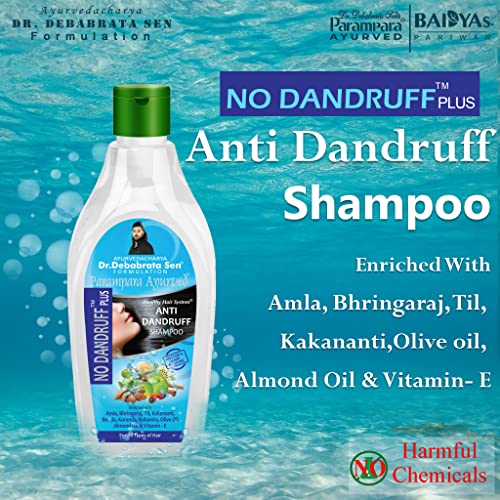 Parampara Ayurved No Dandruff Plus Anti Dandruff Shampoo for Women and Men, with Natural Biotin, Amla, Sesame, Bhringraj, Zero Recurrence of Flaky Scalp, Itching, Irritation 300ml (FROM INDIA)SAB - View 2 of 2
