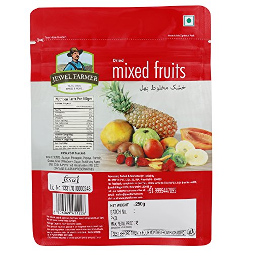 JEWEL FARMER Dried Mixed Fruits with Mango, Papaya, Pineapple, Pomelo, Guava, Kiwi &amp; Strawberry, Vitamin &amp; Fiber Rich Fruitmix (250g) - View 2 of 3