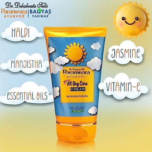 Parampara Ayurved All Day Face Cream, 125g, With Multi Essential Oils, Vitamin E, Locks Moisture, Fresh Youthful Glow (FROM INDIA)SAB - View 2 of 2
