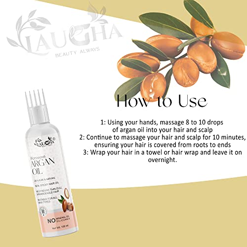 Laugha Moroccan Argan Hair Oil With Comb Applicator - With Goodness Of 19 Oils - Promotes Healthy, Long, Strong &amp; Shiny Hair, (Pack Of 1 Bottle 100 ml) - View 4 of 4