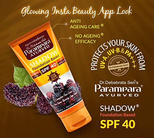 Parampara Ayurved Shadow Foundation Based Sunscreen Cream SPF 40 PA+++ - Face &amp; Body Sun Protection, UVA UVB Sunscreen, Men &amp; Women, 60 ml (FROM INDIA)SAB - View 2 of 2