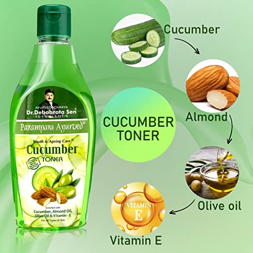 Parampara Ayurved Cucumber Skin Toner With Vitamin E for Skin Hydrating Acne &amp; Deep Pore Cleanser 250ml (FROM INDIA)SAB - View 3 of 3