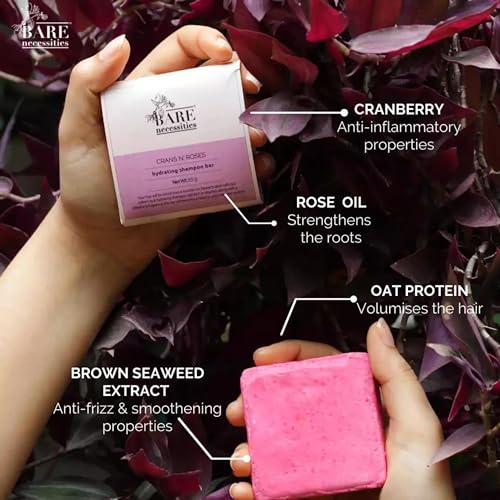 Bare Necessities Crans N Roses Natural Shampoo Bar | Anti Hairfall, Anti Frizz Shampoo, Restores Shine And Softness | Sulphate And Paraben Free Shampoo | Organic Shampoo for Women &amp; Men - 85 Gram - View 3 of 4