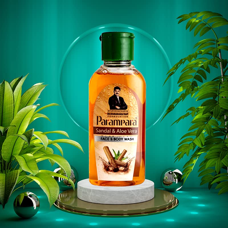 Parampara Ayurved Sandal and Aloevera Face &amp; Body Wash Gentle and Nourishing for All Skin Types 100 ml (FROM INDIA)SAB - View 2 of 3