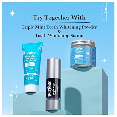 Perfora Teeth Whitening Toothpaste For Stain Removal - 150 g | SLS &amp; Fluroide Free Toothpaste | N-Ha For Teeth Remineralisation | No Artificial Sweetners | Toothpaste For Kids &amp; Adults | Tripe Mint - View 2 of 5