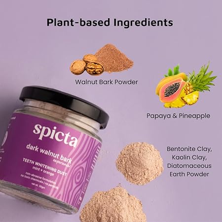 Spicta Ginger Mint Natural Hydroxyapatite Toothpaste 100gm &amp; Walnut Bark Teeth Whitening Powder with Mint &amp; Orange 50gm | No Peroxide, No Charcoal, Fluoride Free, SLS Free, Herbal for Adults &amp; Kids - View 5 of 6