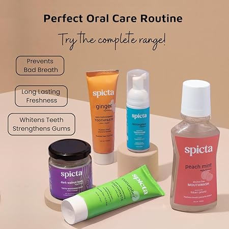 Spicta Ginger Mint Natural Hydroxyapatite Toothpaste 100gm &amp; Walnut Bark Teeth Whitening Powder with Mint &amp; Orange 50gm | No Peroxide, No Charcoal, Fluoride Free, SLS Free, Herbal for Adults &amp; Kids - View 2 of 6