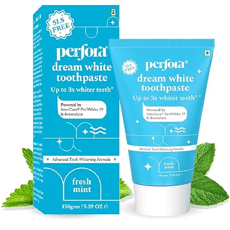Perfora Teeth Whitening Toothpaste For Stain Removal - 150 g | SLS &amp; Fluroide Free Toothpaste | N-Ha For Teeth Remineralisation | No Artificial Sweetners | Toothpaste For Kids &amp; Adults | Tripe Mint - Shop at Colombo Mall