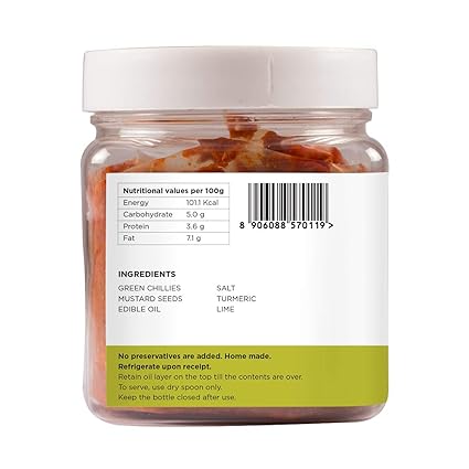 Goosebumps Homemade Green Chilli / Hari Mirch Pickle / Aachar, Preservative Free, 250g (FROM INDIA FAAZ) - View 2 of 4