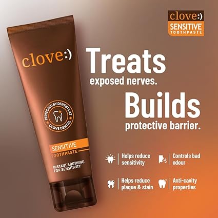 Clove Sensitive Toothpaste | Sensitivity Relief | Prevent Cavities | Reduces Bad Breath | Strengthens Enamel | Triclosan Free | Paraben Free | Peroxide free | Mint, Pack of 1 (100g)FROM INDIA(NUZ) - View 5 of 7