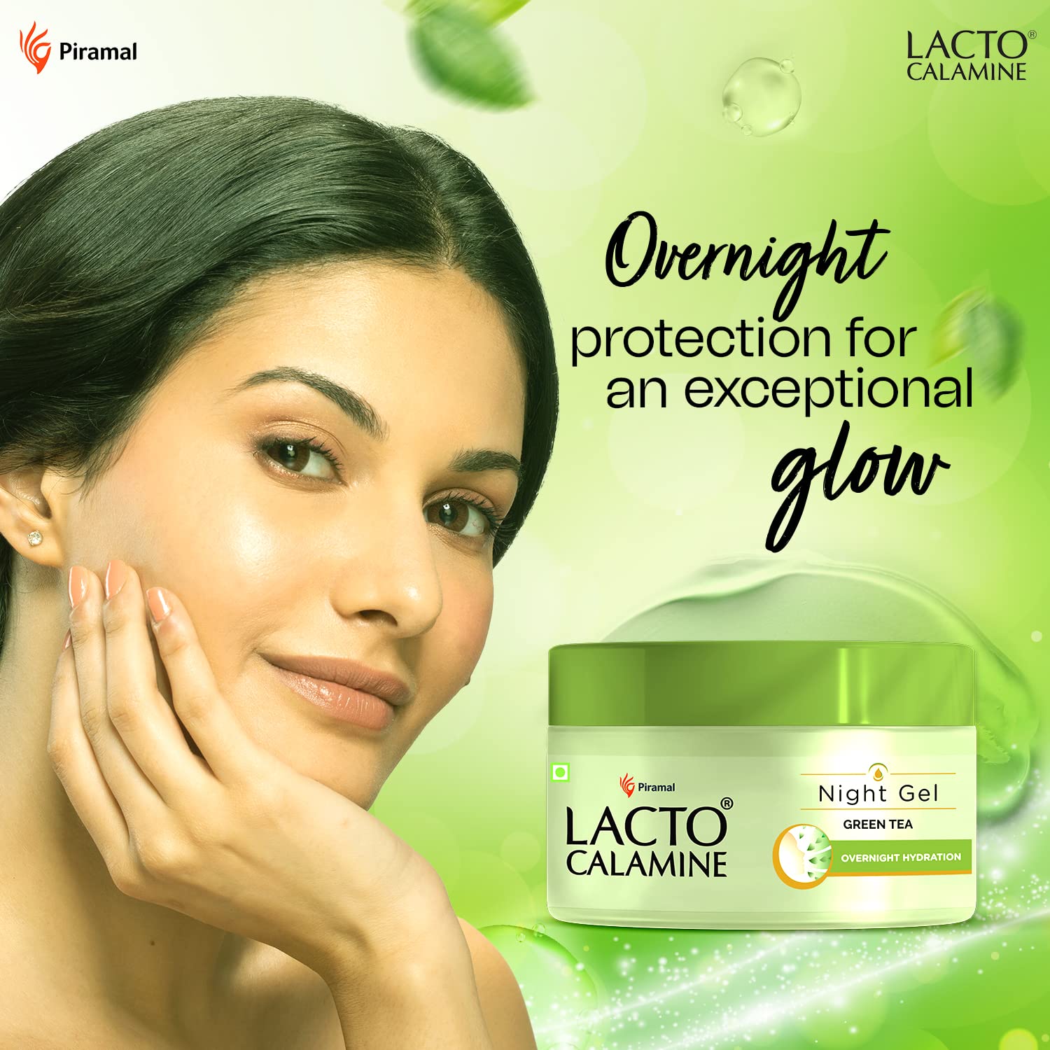 Lacto Calamine Green Tea Night Gel Moisturizer For Women | 50g x Pack of 1 | Night Cream For Oily Skin with Niacinamide &amp; Glycolic Acid | Overnight Hydration | Sulphate &amp; Paraben Free - View 3 of 4