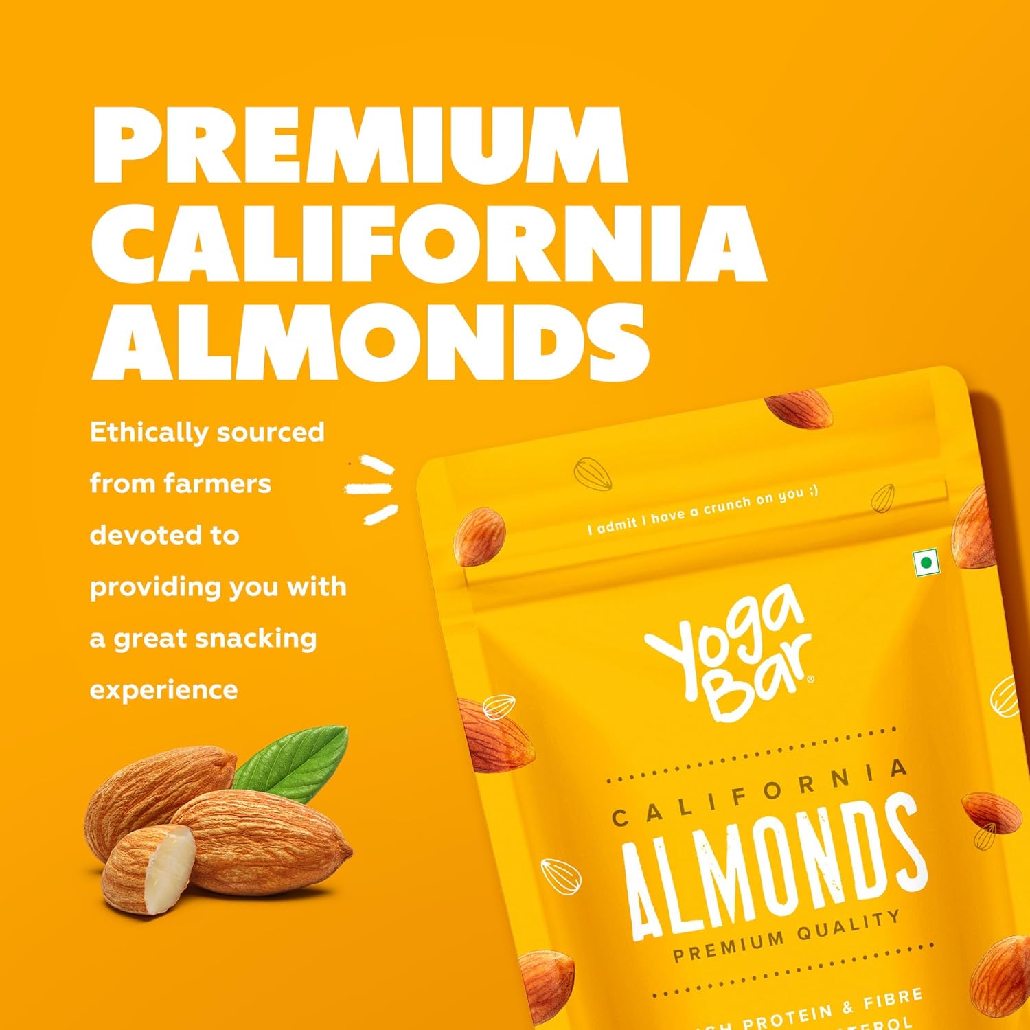 Yogabar Premium California Almonds 40 grams|Badaam|Crunchy Badam Giri|Nuts &amp; Dry Fruits|Rich in Protein, Fibre, Vitamin E, Magnesium &amp; Calcium|Healthy Snacks - View 4 of 4