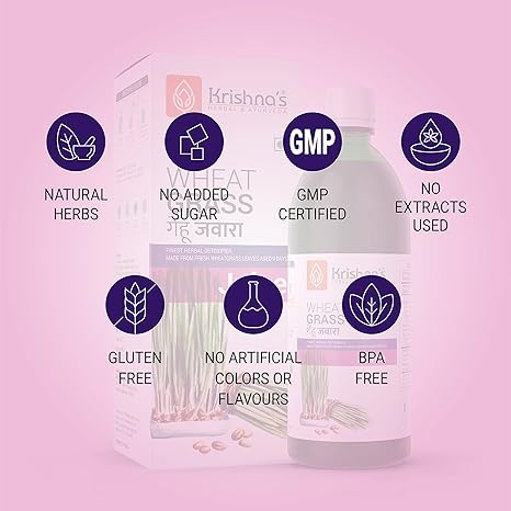 Krishna's Wheatgrass Juice - 1000 ML | Wheat Grass juice 9th day picked wheatgrass leaves | Pure, Natural and Ayurvedic Juice (FROM INDIA FAAZ) - View 6 of 6