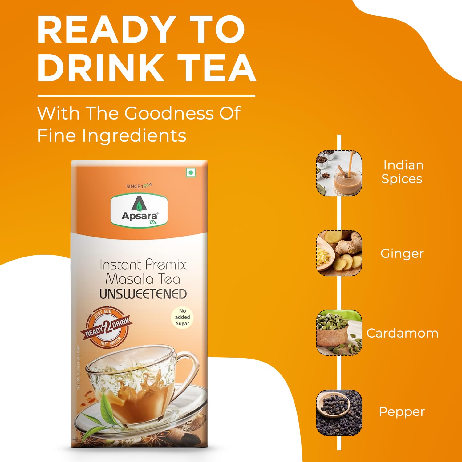 APSARA Instant Tea Premix Unsweetened Masala Tea 10 Sachets | Ready To Drink Sugar Free Chai | Enriched with Ginger, Cardamom, Pepper, and Indian Spices, No Added Sugar Chai, On the Go Tea (FROM INDIA FAAZ) - View 4 of 4