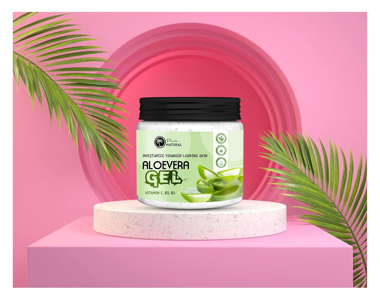 Plum NATURAL Pure Aloe Vera Skin Gel 300g For Face &amp; Hair | Hydrating, Moisturizing, Soothing Skin | Multipurpose Gel - View 3 of 4