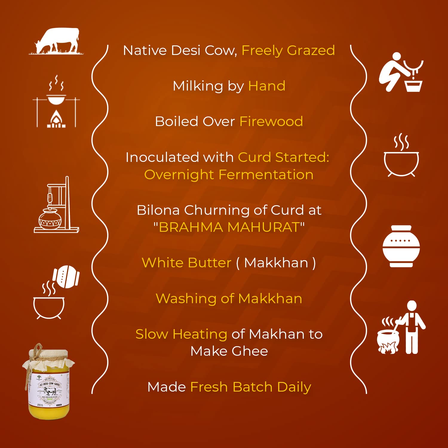 VANALAYA A2 Desi Cow Ghee From A2 Milk Prepared By Traditional Bilona Method- 500 MlFROM INDIA(NUZ) - View 6 of 7
