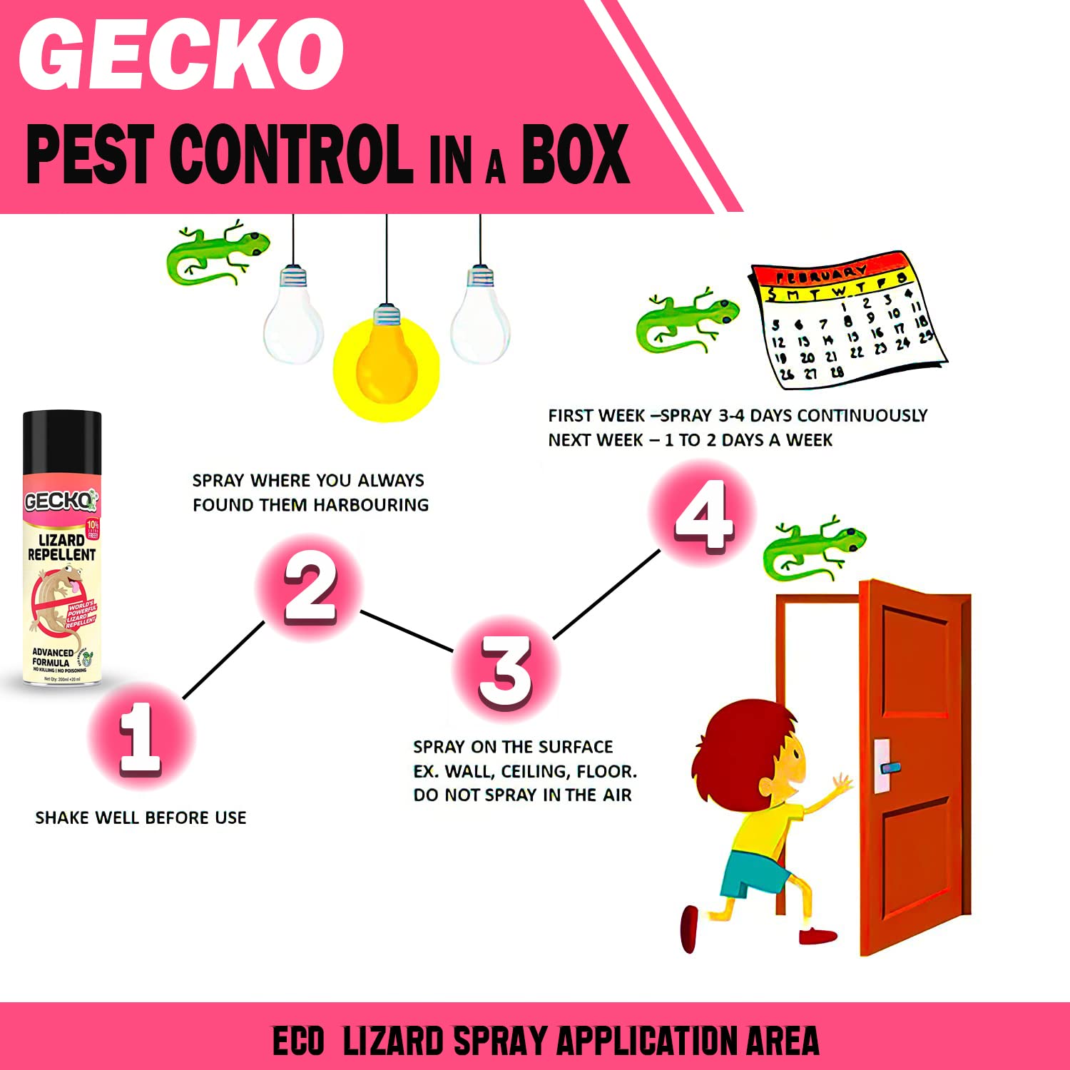 Shadow Securitronics Gecko India's First Aerosol Based Herbal Lizard Repellent Spray | Odour Free Spray | Eco-Friendly &amp; Biodegradable | 220Ml Lizard Spray For Home (15 Days Protection) - View 3 of 4