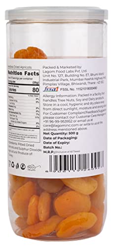 Lagom Gourmet Seedless Dried Apricots 500g | Sun Dried | No Added Sugar | Gluten Free | Vegan | Plant Based | Non GMO | Turkish Apricots Dry Fruits | Dry Apricots | Dried Apricots - View 2 of 3