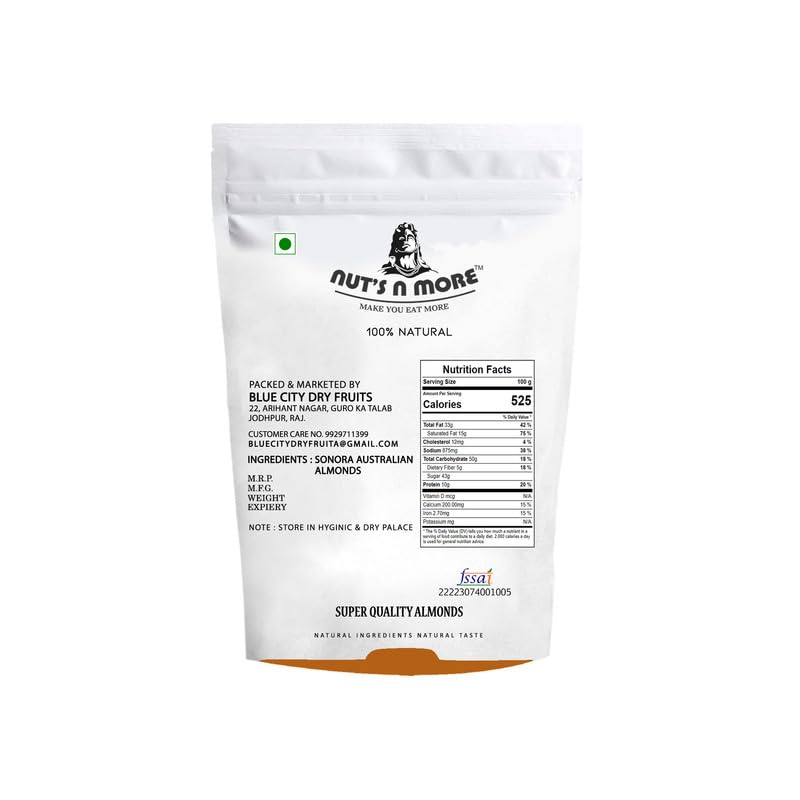 NUT'S N MORE Australian Sonora Almonds/sonora Badam/australian Badam/100% natural/Pack of 200 Gram - View 2 of 4