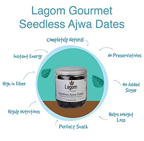 Lagom Gourmet Seedless Ajwa Dates 250G|Saudi Arabia Dates|All Natural|No Preservatives|No Added Sugar|Gluten Free|Vegan|Plant Based|Non Gmo|Dates Dry Fruits|Khajur|Khajoor|Khejur - View 3 of 5