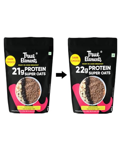 True Elements Protein Oats 400g - Dark Chocolate Oats | Super Oats with 22g Plant Protein | Protein Rich Breakfast | 100% Wholegrain Oats - View 5 of 7