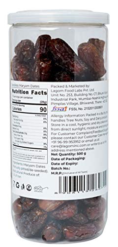 Lagom Gourmet Seedless Piarom Maryam Dates 1 kg | All Natural | No Preservatives | No Added Sugar | Gluten Free | Vegan | Plant Based | Non GMO | Dates Dry Fruits | Khajur | Khajoor | Khejur - View 2 of 4